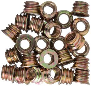 YoiYee M6 x 6mm Threaded Insert Nuts for Wood Furniture, 25 Pack