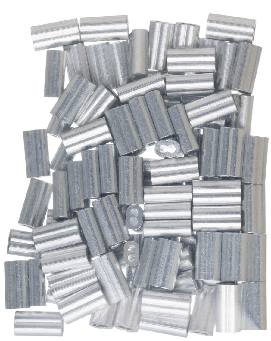 YoiYee 1mm Aluminium Crimping Loop Sleeve for Wire Rope and Cable, 100-Pack