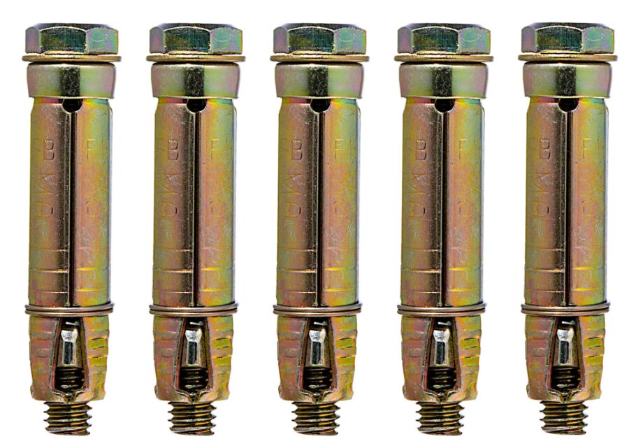 YoiYee M8 x 60mm/2-3/8" Carbon Steel Zinc Plated Expansion Bolt - Pack of 5