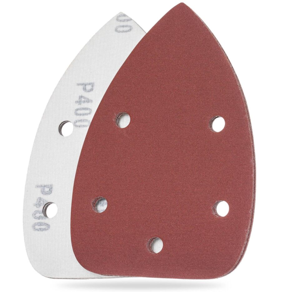 YoiYee 140 x 90mm Mouse Sanding Sheets 5-Hole Hook & Loop P180-400 40 Pack