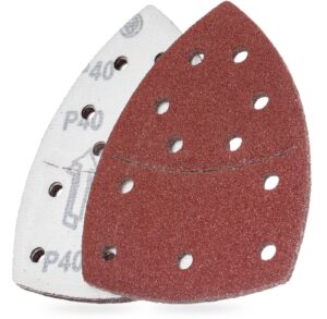 YoiYee 40 Grit Mouse Sander Pads, 11 Hole Delta Sanding Sheets, 10 Pack
