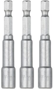 YoiYee 7mm Hex Nut Driver Set with Magnetic Quick-Change Shank, Chrome Vanadium Steel, 65mm Length - Sandblasted Finish, 3 Pieces