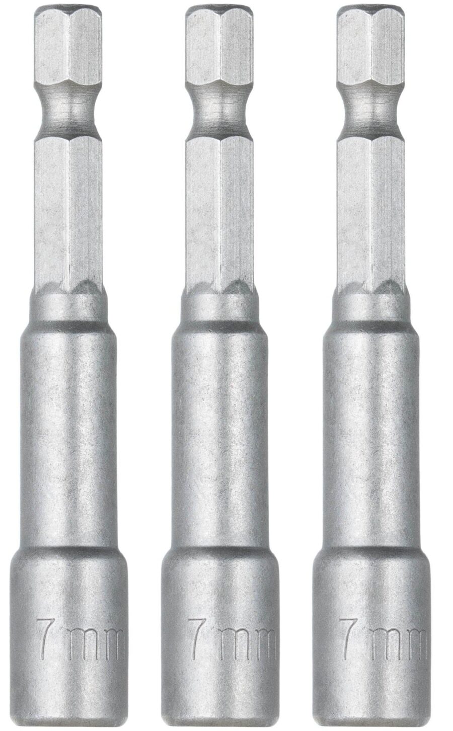 YoiYee 7mm Hex Nut Driver Set with Magnetic Quick-Change Shank, Chrome Vanadium Steel, 65mm Length - Sandblasted Finish, 3 Pieces