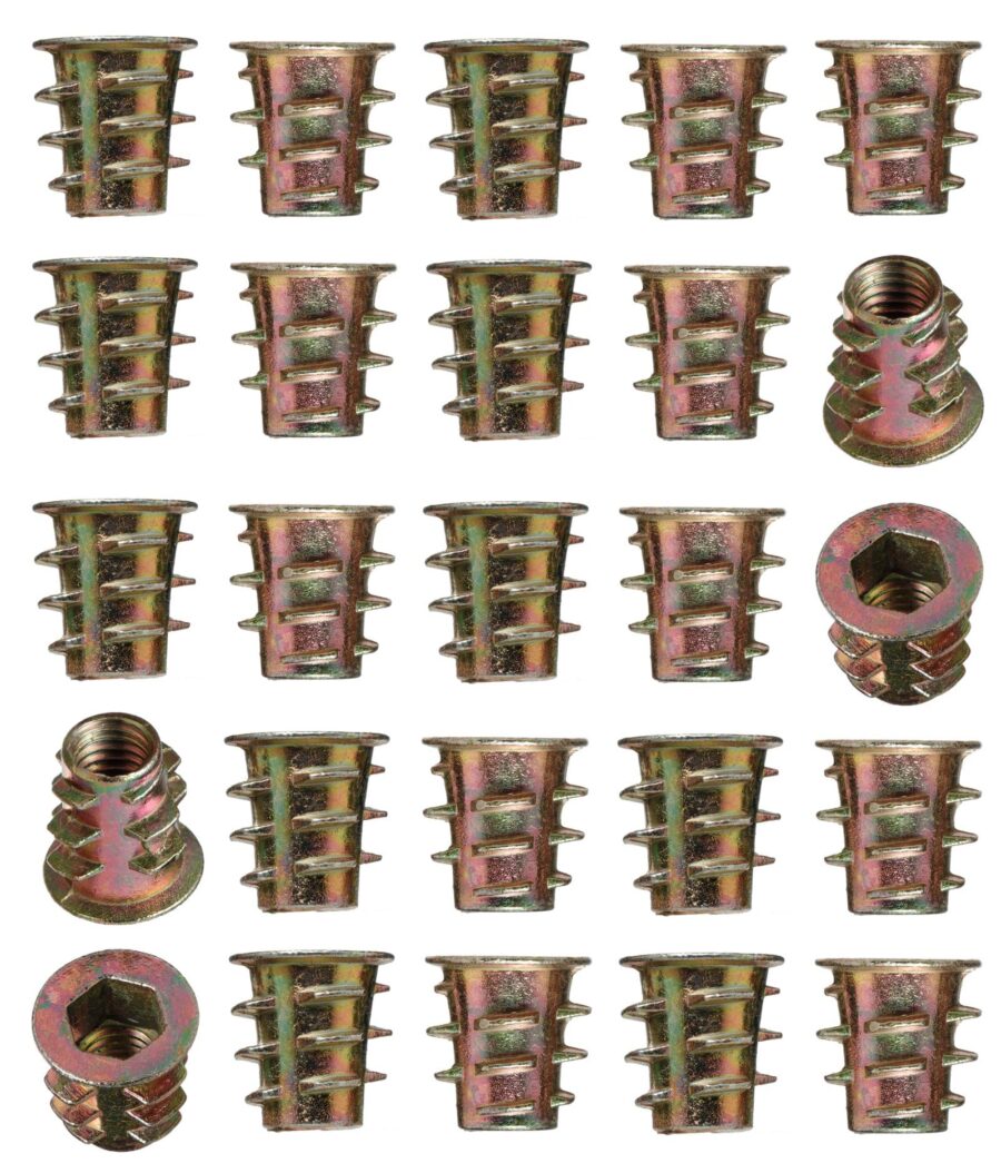 YoiYee M5 x 10mm Threaded Wood Nut Inserts, Hex Drive - 25 Pack