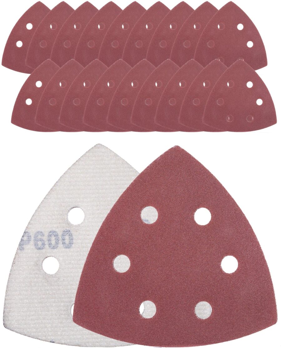 YoiYee 93mm Triangle Sanding Sheets – 20PCS Ultra Fine Grit P800/1000/1500/2000, 6-Hole Hook & Loop for Detail Sanders