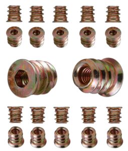 YoiYee M4 x 10mm Wood Threaded Insert Nuts, Hex Socket Drive, 22 Pcs
