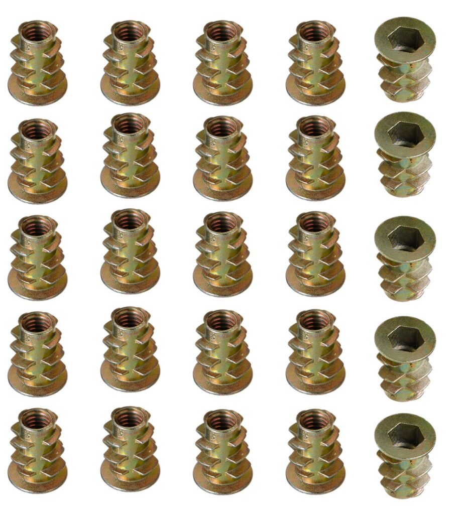 YoiYee M6 Wood Insert Hex Socket Nuts - Threaded Flanged Hex Socket Nut Insert for Wood Furniture, DIY Projects - 10 Pieces