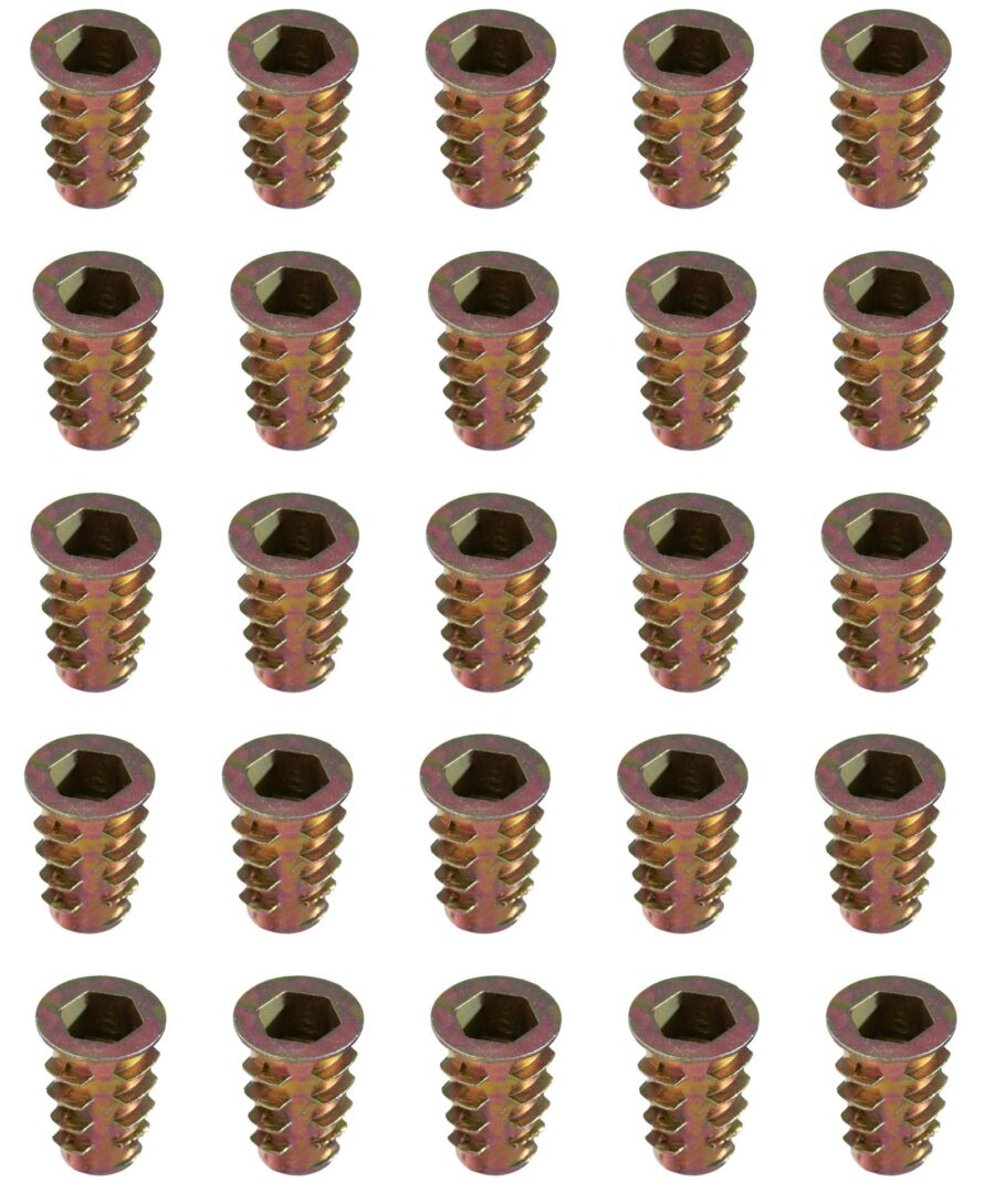YoiYee M8 x 20mm Threaded Wood Inserts, Hex Socket Nut Pack of 25