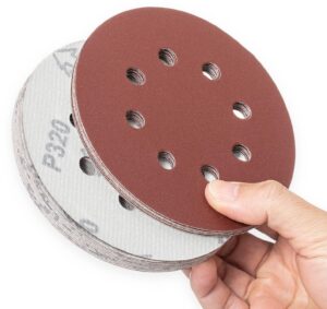 YoiYee 320 Grit Orbital Sanding Discs 125mm 8 Hole Sandpaper 20 Pack