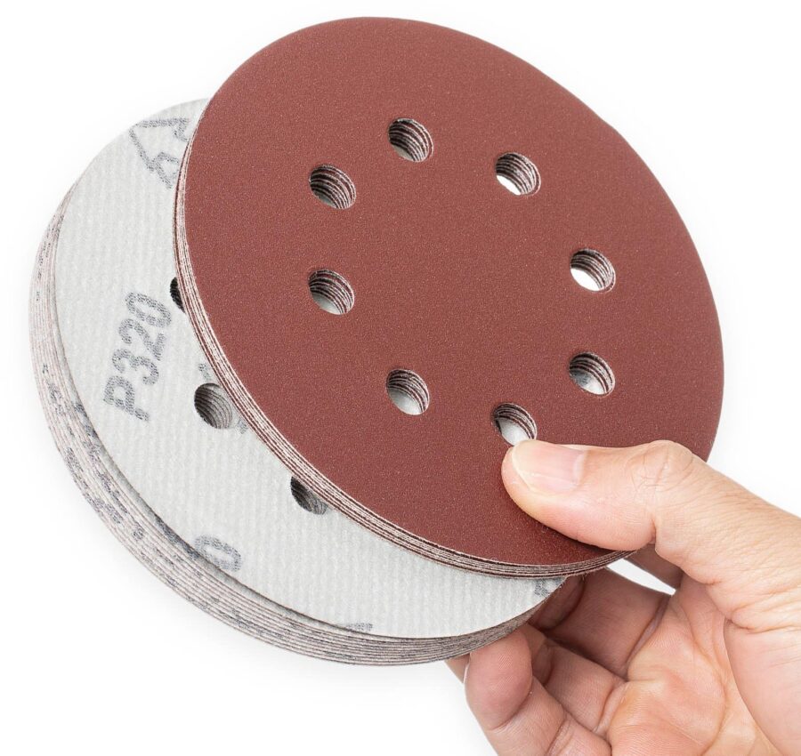 YoiYee 320 Grit Orbital Sanding Discs 125mm 8 Hole Sandpaper 20 Pack