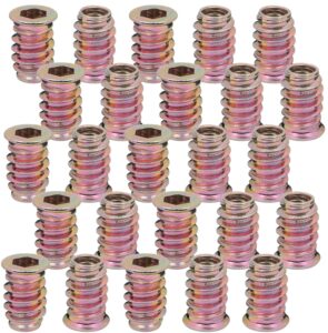 YoiYee M6 x 17mm Wood Threaded Insert Nuts, Hex Socket Drive, 25 Pack