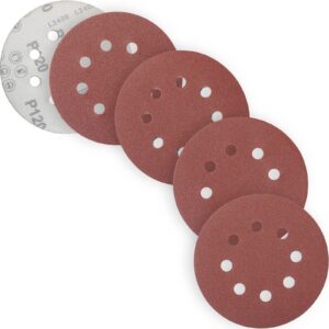 YoiYee 125mm 8-Hole Orbital Sanding Discs Hook & Loop P120-P240 20-Pack