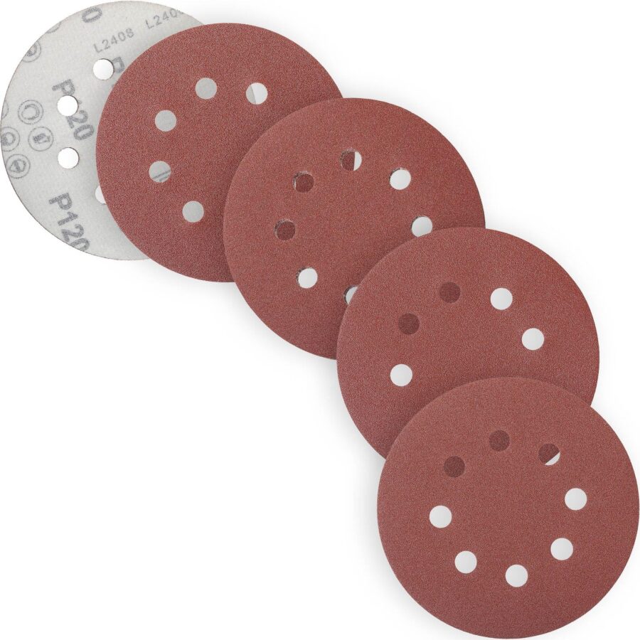 YoiYee 125mm 8-Hole Orbital Sanding Discs Hook & Loop P120-P240 20-Pack
