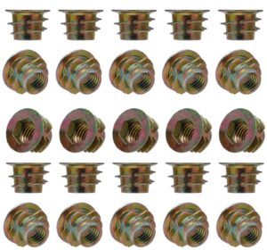 YoiYee M6 x 9mm Threaded Wood Insert Hex Socket Nuts - 25 Pack