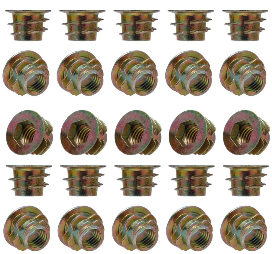 YoiYee M6 x 9mm Threaded Wood Insert Hex Socket Nuts - 25 Pack