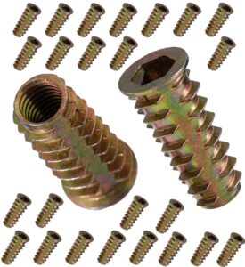 YoiYee M8 x 25mm Wood Insert Hex Socket Nuts, Threaded Inserts - 20 Pack