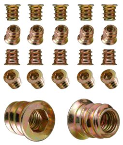 YoiYee M5 x 10mm Wood Furniture Threaded Insert Nuts, Hex Drive - 22pcs
