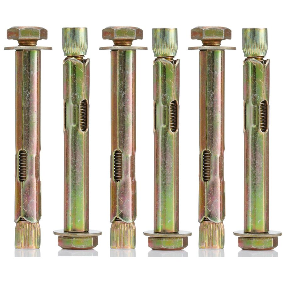 YoiYee M8 x 80mm Sleeve Anchor Bolts Concrete Masonry Fixings, Pack of 6