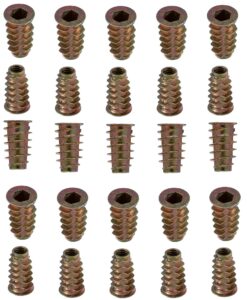 YoiYee M6 x 20mm Wood Insert Hex Socket Nuts, Threaded Flanged, 25 Pack
