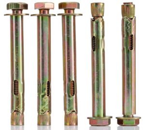 YoiYee M10 x 100mm Sleeve Anchor Hex Bolts, Concrete Masonry Anchors 5 Pack