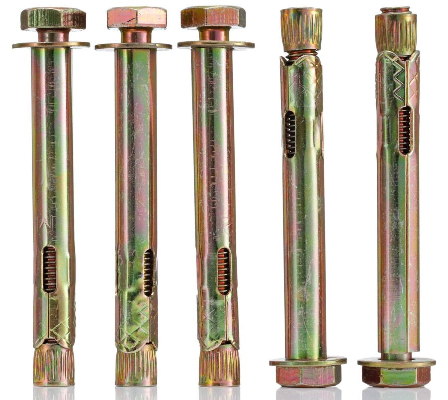 YoiYee M10 x 100mm Sleeve Anchor Hex Bolts, Concrete Masonry Anchors 5 Pack
