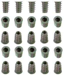 YoiYee M6 x 18mm Wood Insert Nuts, Hex Socket Threaded Inserts, 25 Pack