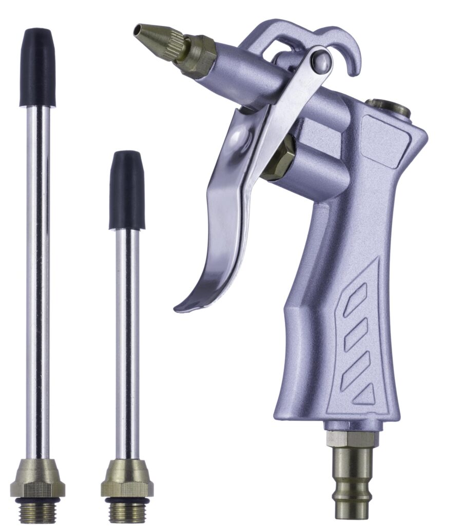 YoiYee Air Blow Gun - Professional Air Compressor Accessories Nozzle Duster Cleaner, with 1 Blow Nozzle and 2 Air Flow Extensions, Ideal for Carpentry, Automotive, and Household Cleaning, EU Fitting