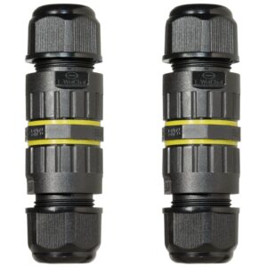 YoiYee Outdoor Waterproof Cable Connector, IP68 Junction Box, Electrical Extension Cable Protector, Fits Ø5mm-8mm Cable Diameter (2 Pack)