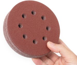 YoiYee 100 Grit Sanding Discs 125mm, 8 Hole Hook and Loop Pads, 20 Pack