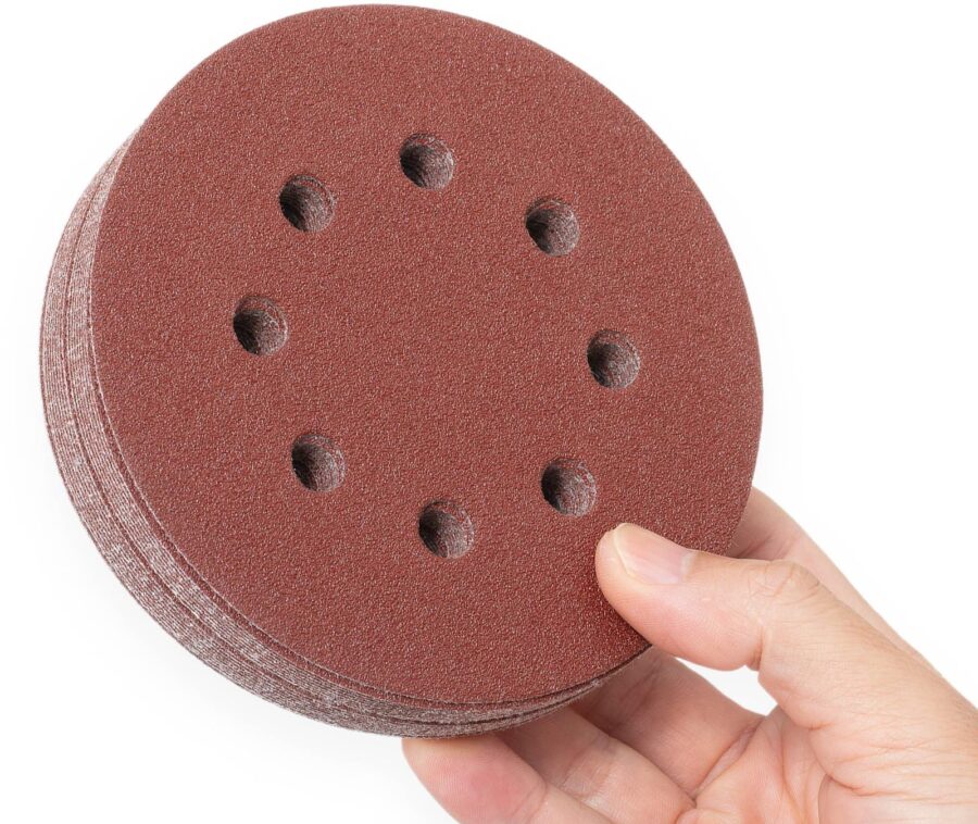 YoiYee 100 Grit Sanding Discs 125mm, 8 Hole Hook and Loop Pads, 20 Pack