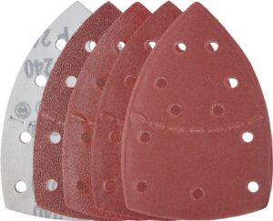 YoiYee Hook & Loop Triangular Sand Paper Pad, Mouse Detail Sander Sandpaper, 11 Holes Delta Sanding Sheet for Multi-Sander, Grit Size 60/120/240/400, 20 Pack