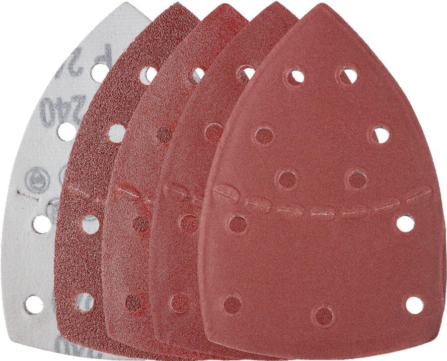 YoiYee Hook & Loop Triangular Sand Paper Pad, Mouse Detail Sander Sandpaper, 11 Holes Delta Sanding Sheet for Multi-Sander, Grit Size 60/120/240/400, 20 Pack