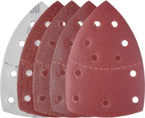 YoiYee Mouse Detail Sander Sandpaper, 11 Holes Delta Sanding Sheet, Hook & Loop Triangular Sand Paper Pad for Multi-Sander, Grit Size 40/80/180/320, 20 Pack
