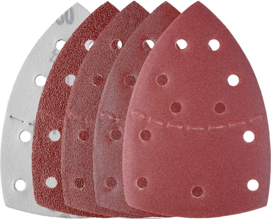 YoiYee Mouse Detail Sander Sandpaper, 11 Holes Delta Sanding Sheet, Hook & Loop Triangular Sand Paper Pad for Multi-Sander, Grit Size 40/80/180/320, 20 Pack