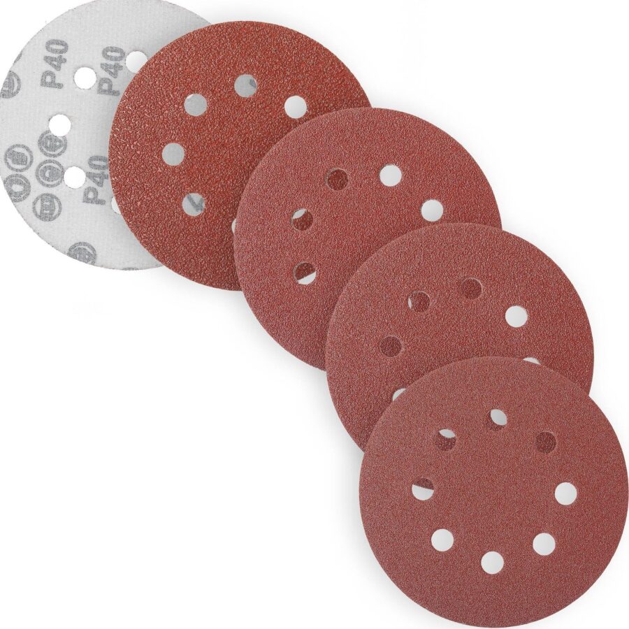 YoiYee 125mm Sanding Discs 40-100 Grit 8 Hole Hook & Loop Pads, 20 Pack