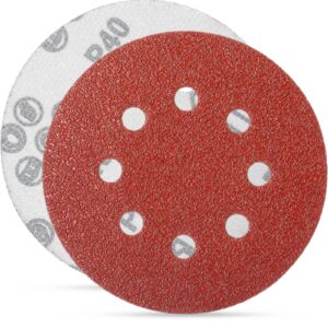 YoiYee 20-Pack 125mm P40 Sanding Discs, 8-Hole 40 Grit Orbital Sander Pads