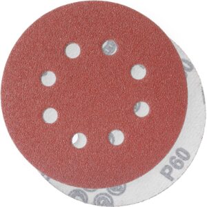 YoiYee 60 Grit Sanding Discs 125mm 8 Hole Hook & Loop Sandpaper, 20 Pack