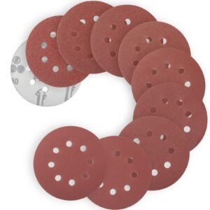 YoiYee 125mm Sanding Discs 8-Hole P60-P400 Orbital Pads, 45 Pack